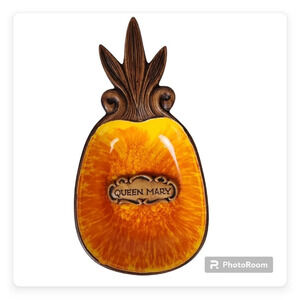 Vintage.60s Treasure Craft Pineapple Dish  Queen Mary Orange